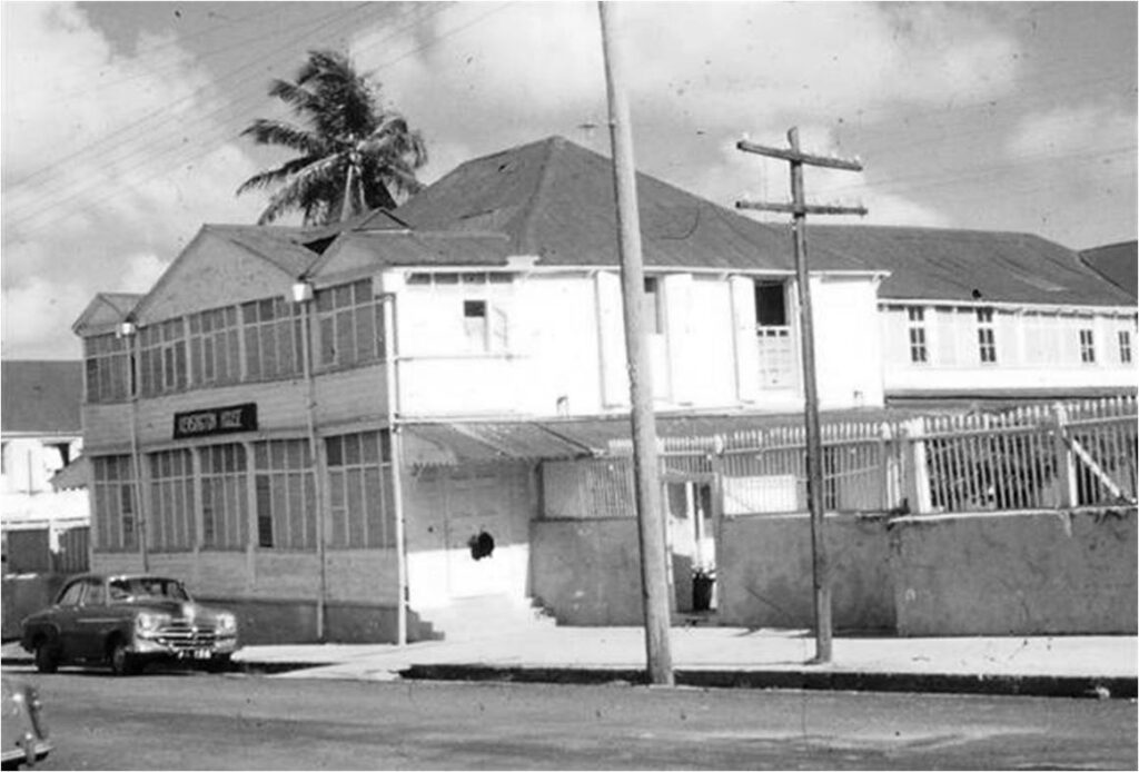 This photo is from the 1950s, before the Kensington was torn down and replaced by one of the Antigua Commercial Bank’s parking lots.