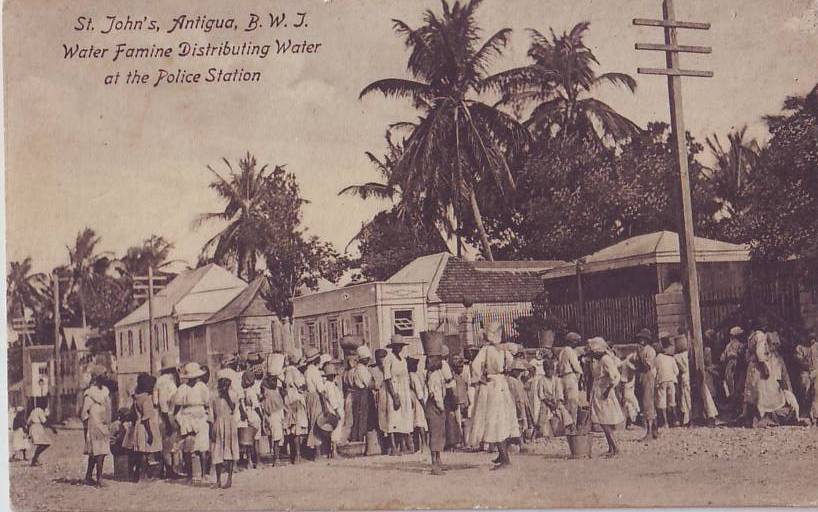 This photo, from about 1920, shows water being distributed in town during a water shortage.
